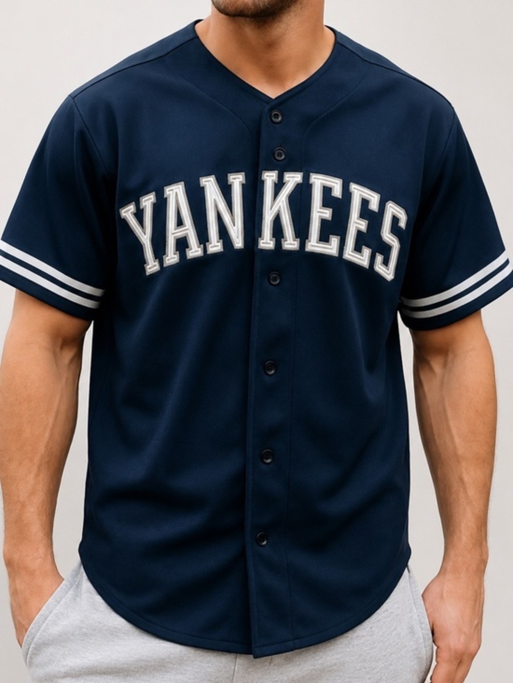 Vintage New York Yankees Derek Jeter Jersey Blue MLB Baseball Button Down